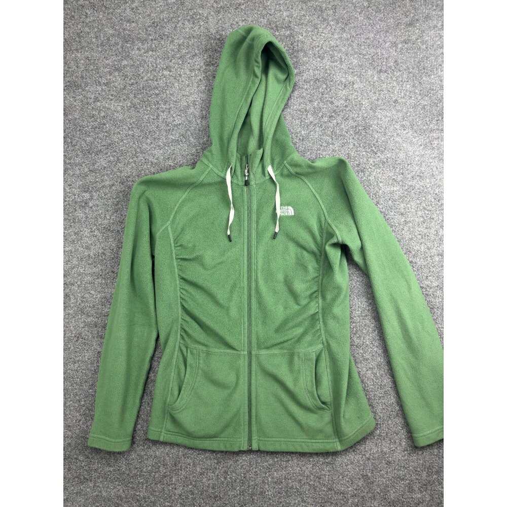 The North Face Jacket Womens Large Green Fleece Hooded Full Zip‎ Pockets Outdoor